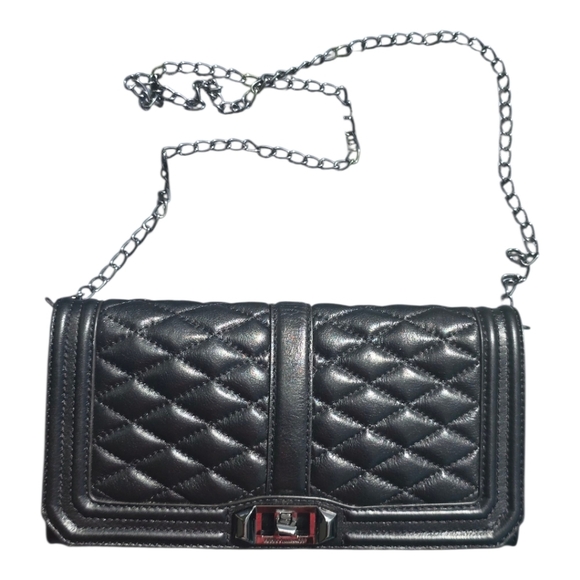Rebecca Minkoff Handbags - $298 Rebecca Minkoff Quilted Black Leather Love Crossbody Chain Bag Womens